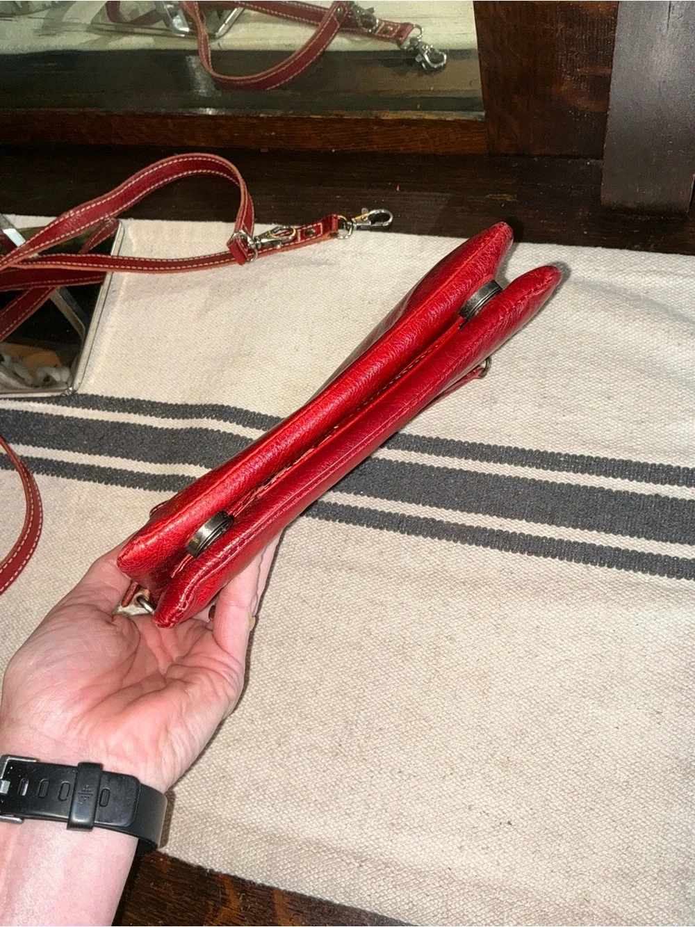 Bed Stu Leather Cadence Wallet Wristlet Crossbody Bag Red Rustic MSRP $179